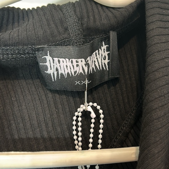 Darker Waves Fader Hooded curl out ribbed mini dress women’s size xxl plus black - Picture 5 of 8